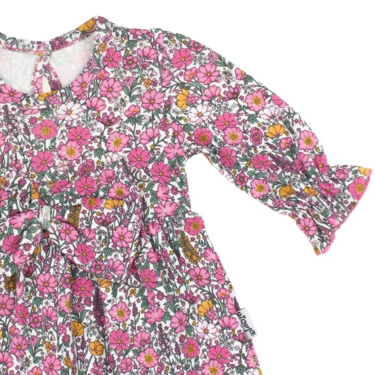 Body sukienka dziewczęce z długim rękawem, różowe, Nicol