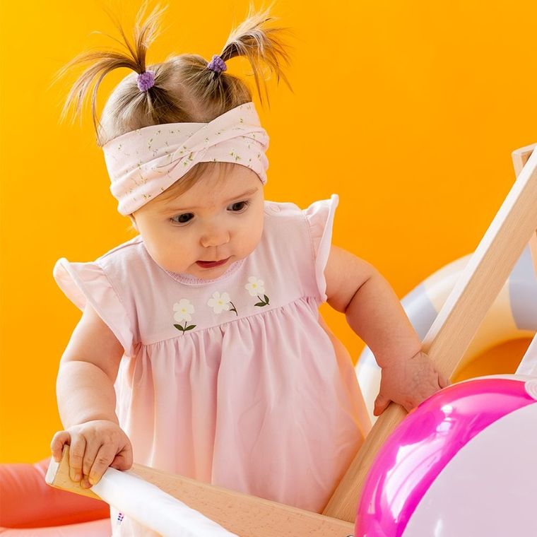 Body sukienka dziewczęce z krótkim rękawem, różowe, Eevi