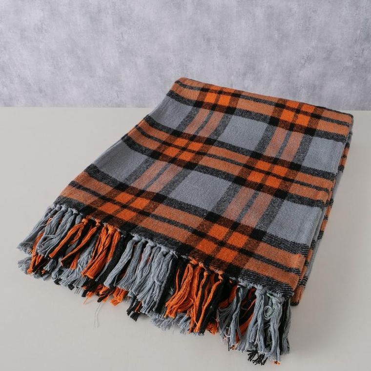 Boltze, bawełniany koc z frędzlami, Karo, 180-140 cm