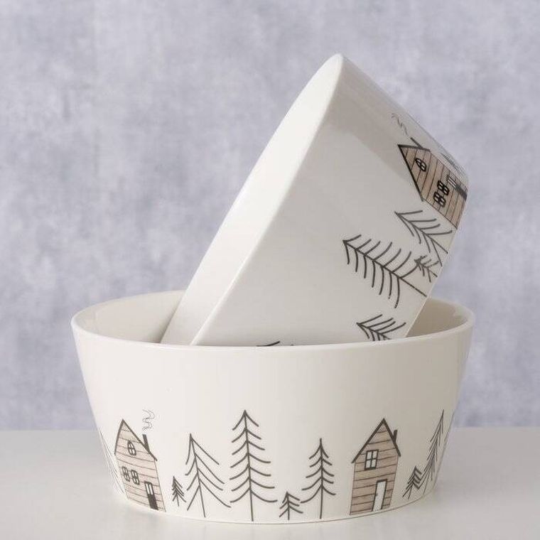 Boltze Home, Homewood, miseczka z zimowym motywem choinek, średnica 15 cm