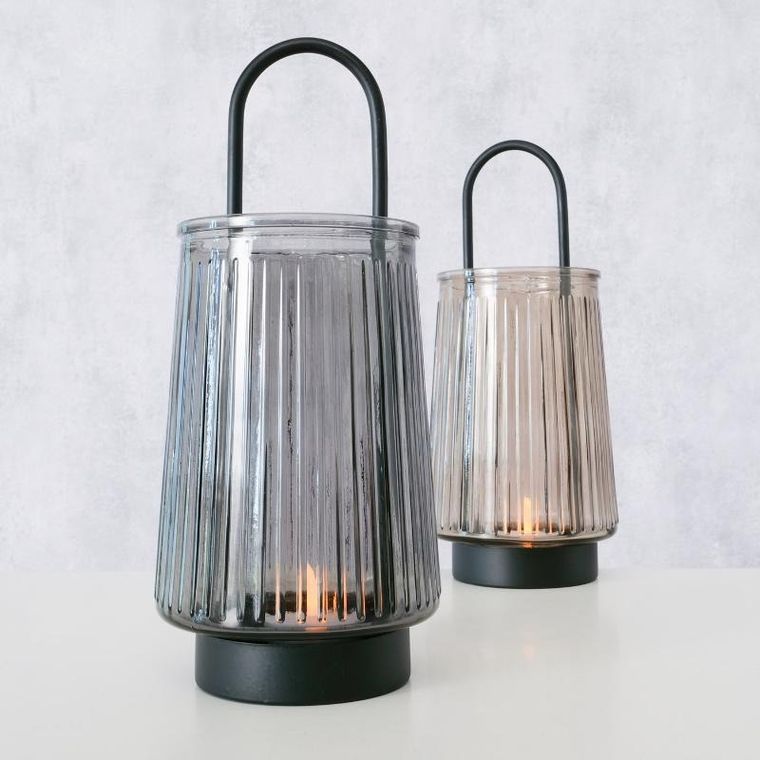 Boltze Home, Iver, szklany świecznik z uchwytem, 25,5 cm