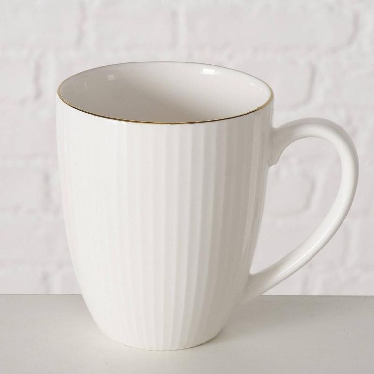 Boltze Home, kubek porcelanowy, Kelly, biały, 400 ml
