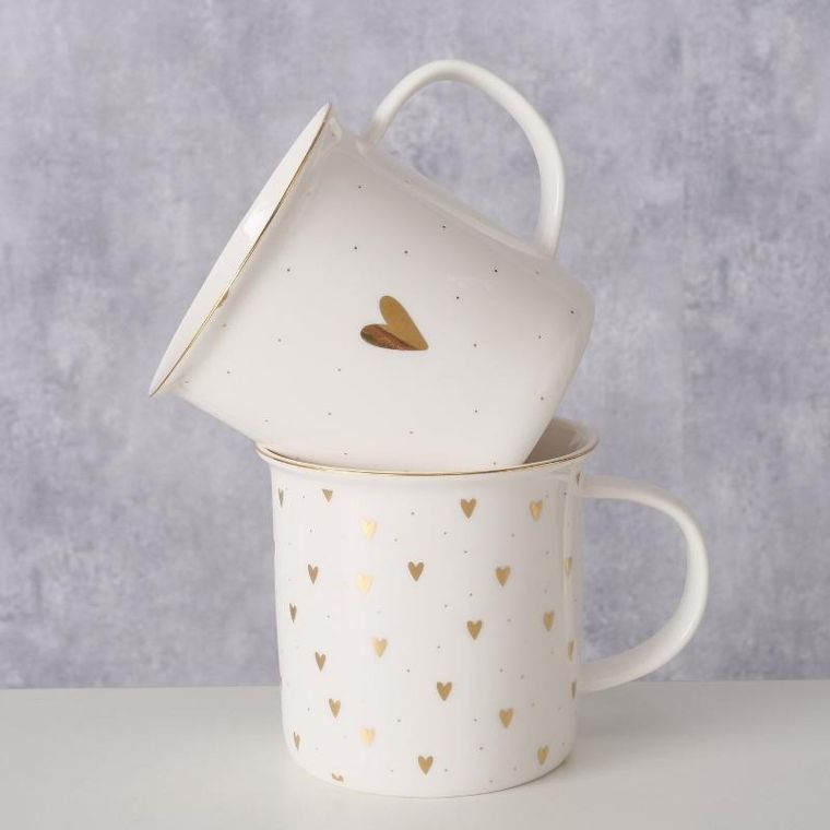 Boltze Home, kubek porcelanowy, ręcznie malowany, Dilara, 370 ml