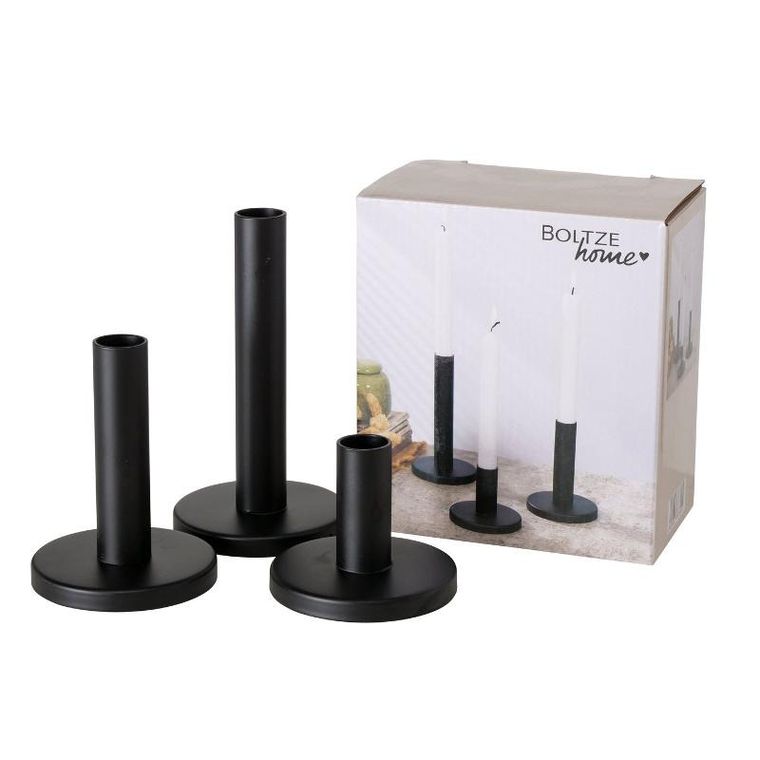 Boltze Home, Malko, świecznik metalowy, 9 cm, 3 szt.
