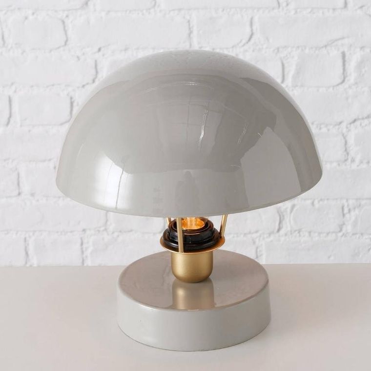 Boltze Home, metalowa lampka stołowa Clover, szary klosz, Ø 25 cm