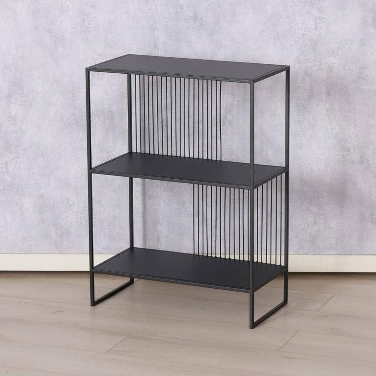 Boltze Home, metalowa półka stojąca, Cindy, czarna, 75-28 cm