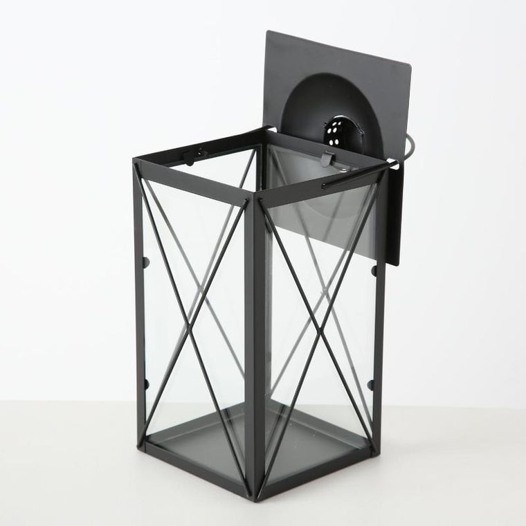 Boltze Home, metalowy lampion na świecę, szklane szyby, Farol, 30 cm