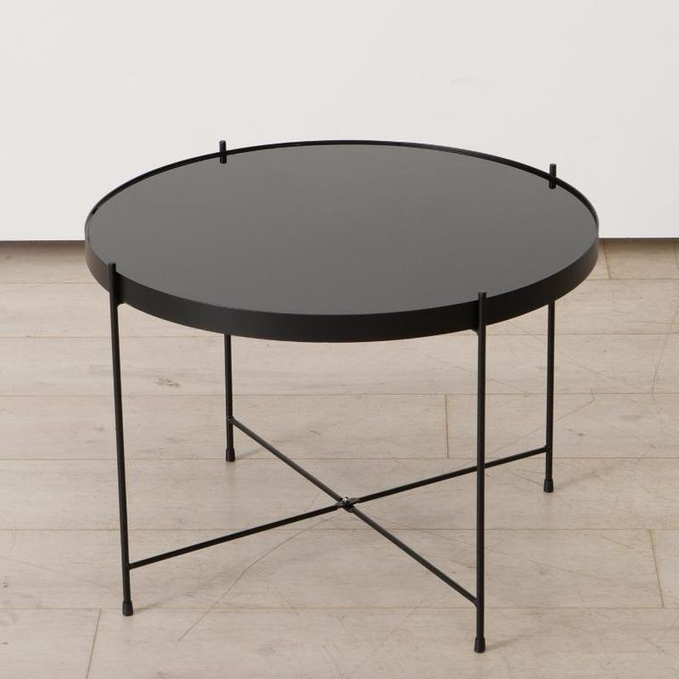 Boltze Home, metalowy stolik ze szklanym blatem, Sherin, 40 cm