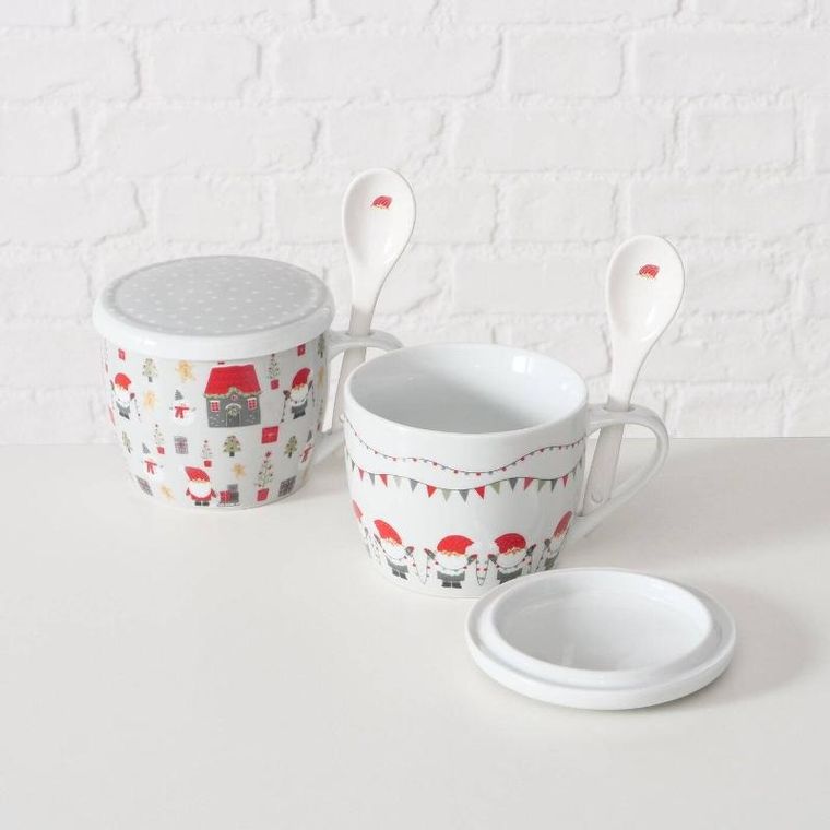 Boltze Home, Monti, świąteczny kubek jumbo z pokrywką i łyżeczką, 600 ml