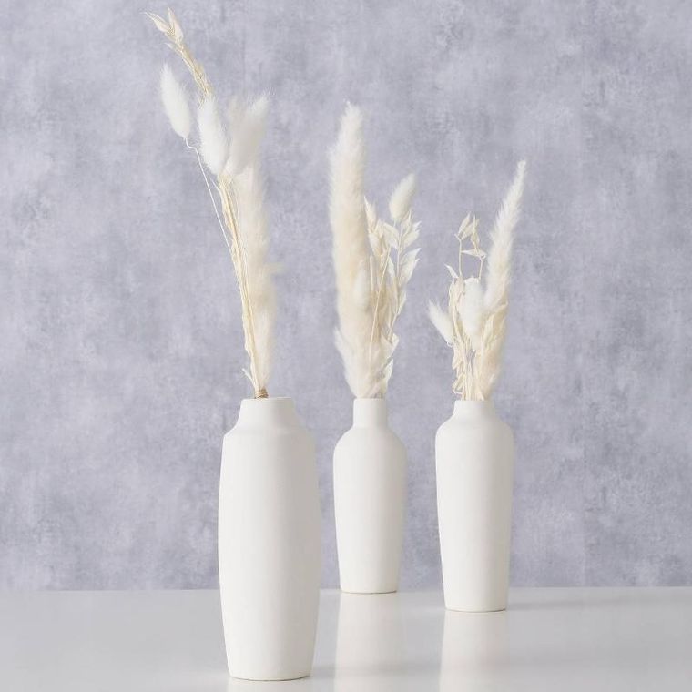 Boltze Home, porcelanowy wazon dekoracyjny, Bianca, suszone kwiaty, wys. 16 cm