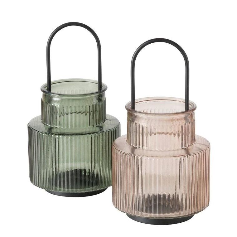 Boltze Home, Riffa, lampion szklany z ryflowanego szkła, średnica 12,9 cm