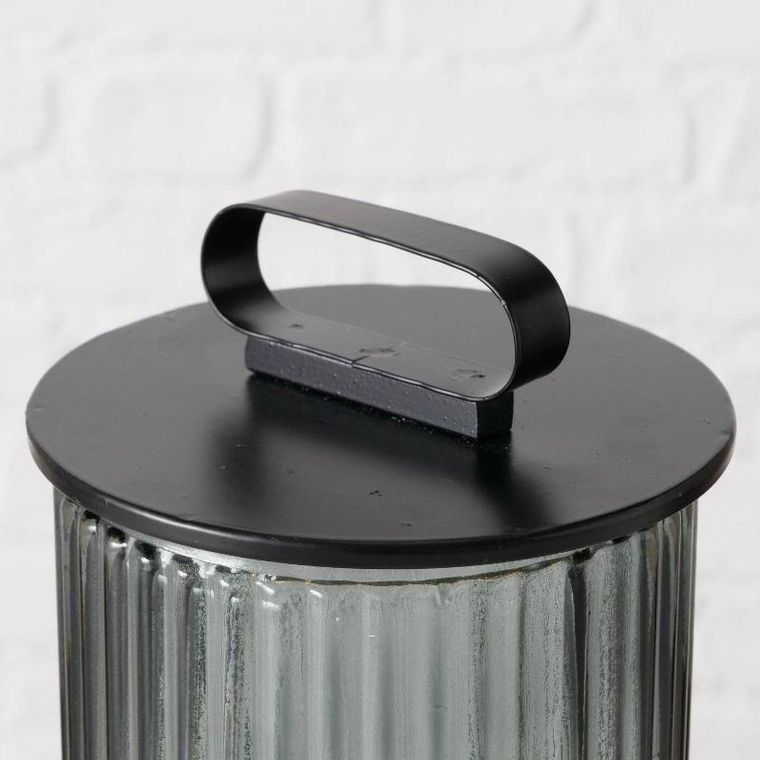 Boltze Home, Spargo, lampion, ryflowane szkło, czarny