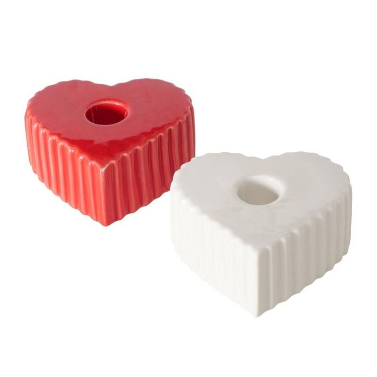 Boltze Home, świecznik ceramiczny na długą świecę w kształcie serca, Anima, 4-9 cm