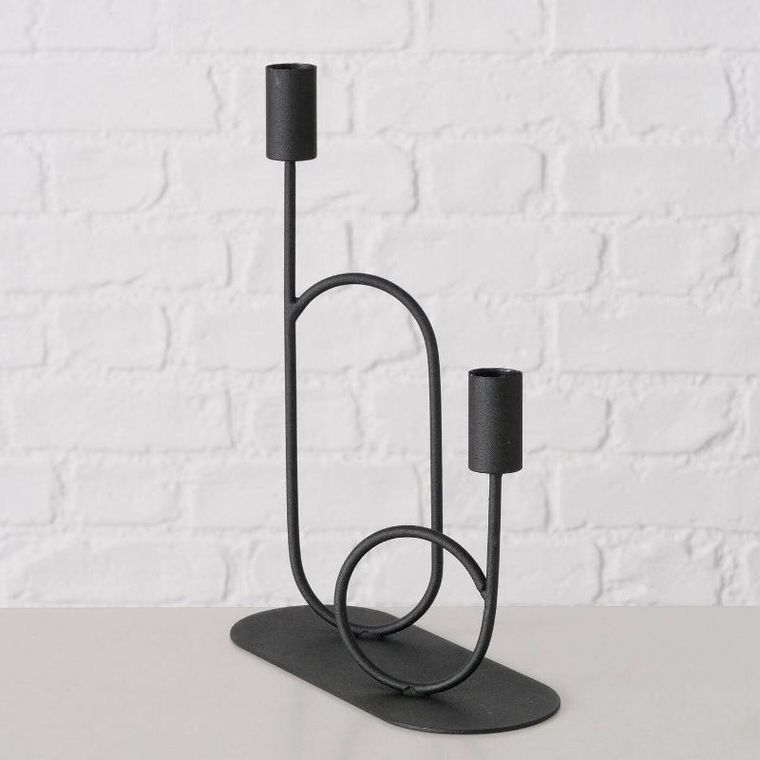 Boltze Home, świecznik czarny metalowy, Orlando