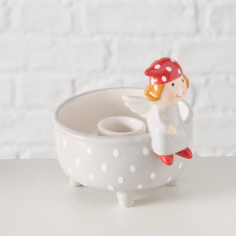 Boltze Home, świecznik z aniołkiem na pojedynczą świecę, Malena