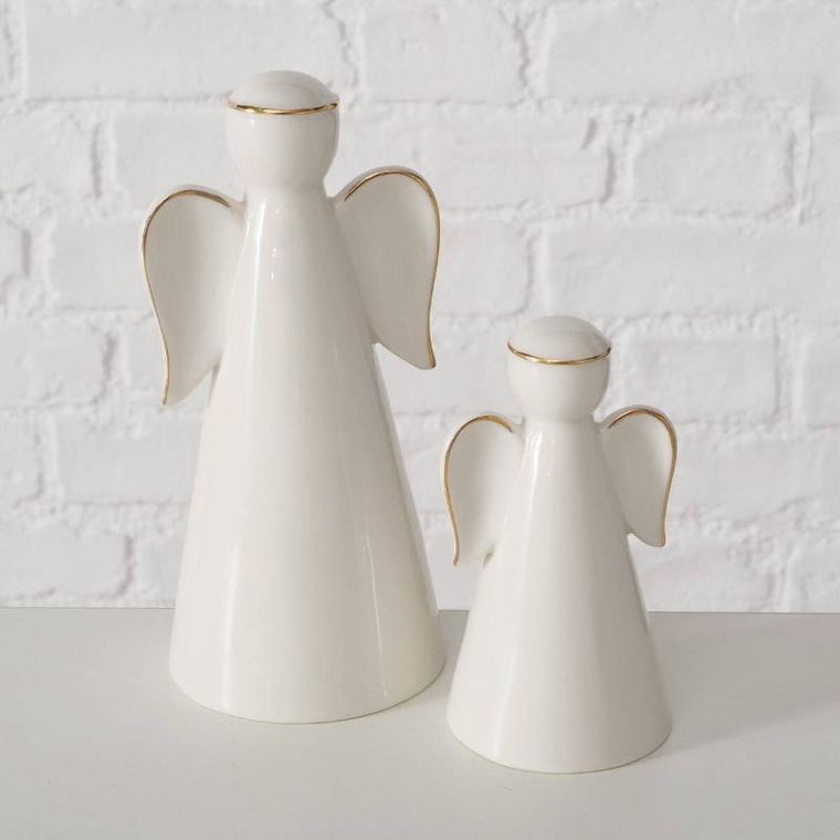 Boltze Home, Veliden, figurki porcelanowe białe, aniołki, 2 szt.