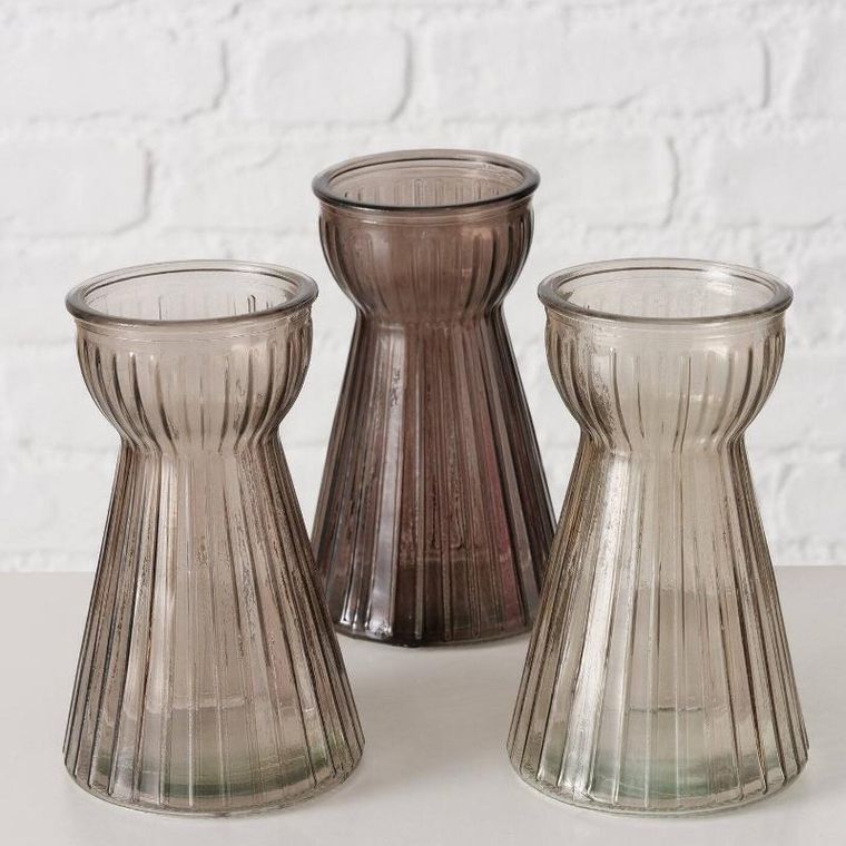 Boltze Home, wazon szklany, Hyacintha, ryflowane szkło, 15 cm