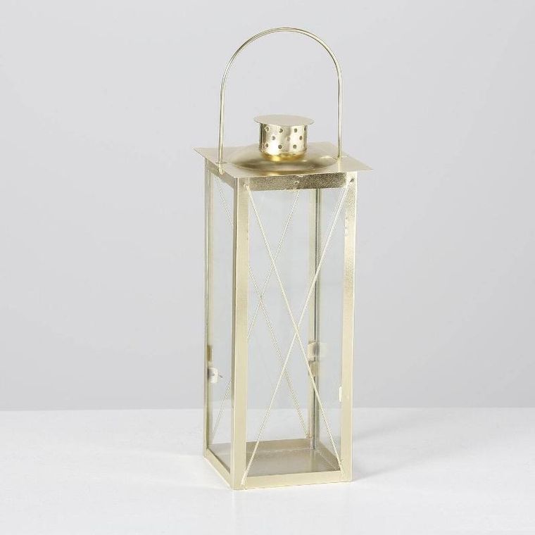 Boltze Home, złote lampiony, Farol, 2 metalowe latarenki