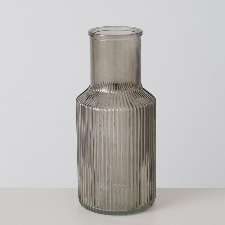 Boltze, prążkowany wazon szklany, Misam, 22 cm