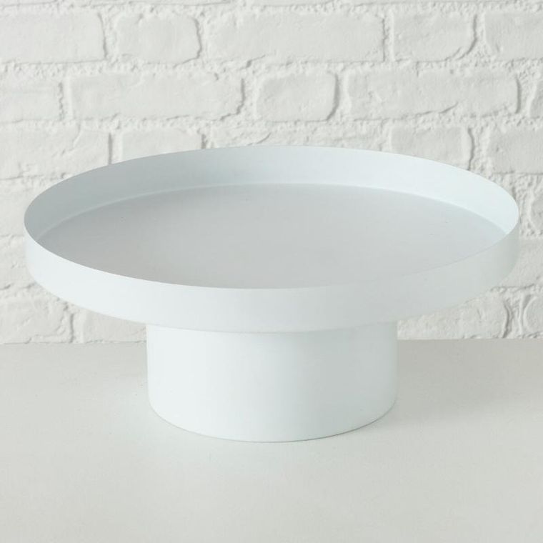 Boltze, Samona, metalowa taca na stópce, średnica 25 cm