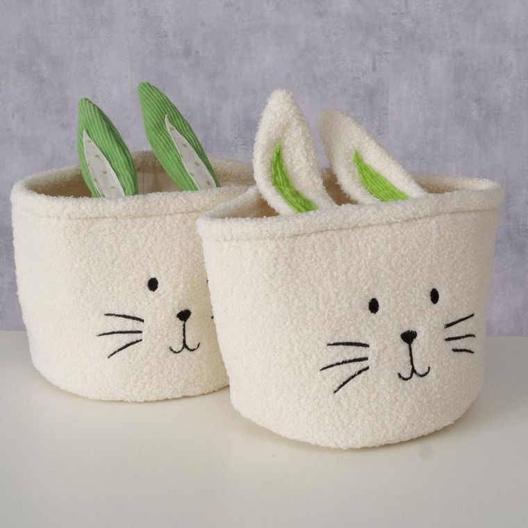 Boltze, tekstylny koszyk na drobiazgi, Nikkel, z motywem królika