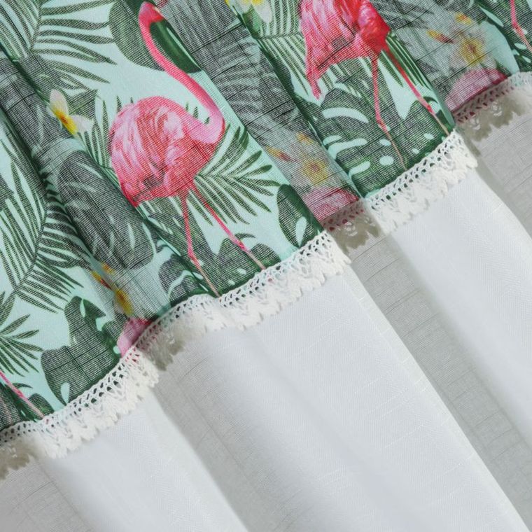 Botanic, zasłona, zdobiona koronką i nadrukiem, 140-250 cm