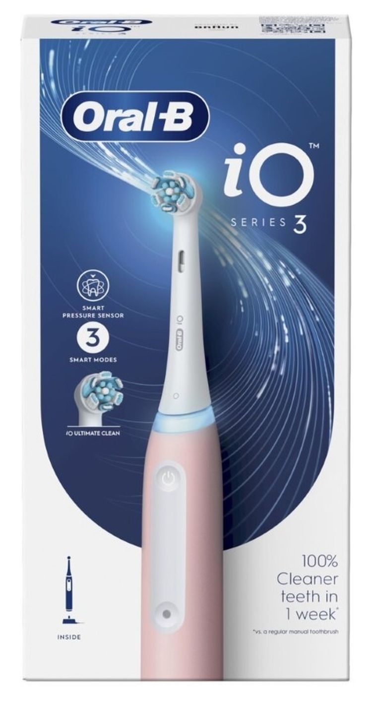 Braun, Oral-B, iO 3, szczoteczka elektryczna, magnetyczna, pink