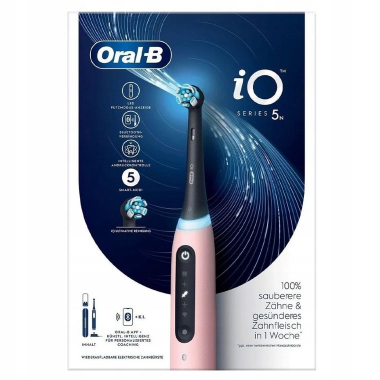 Braun, Oral-B, iO 5, szczoteczka elektryczna magnetyczna z etui podróżnym, różowa
