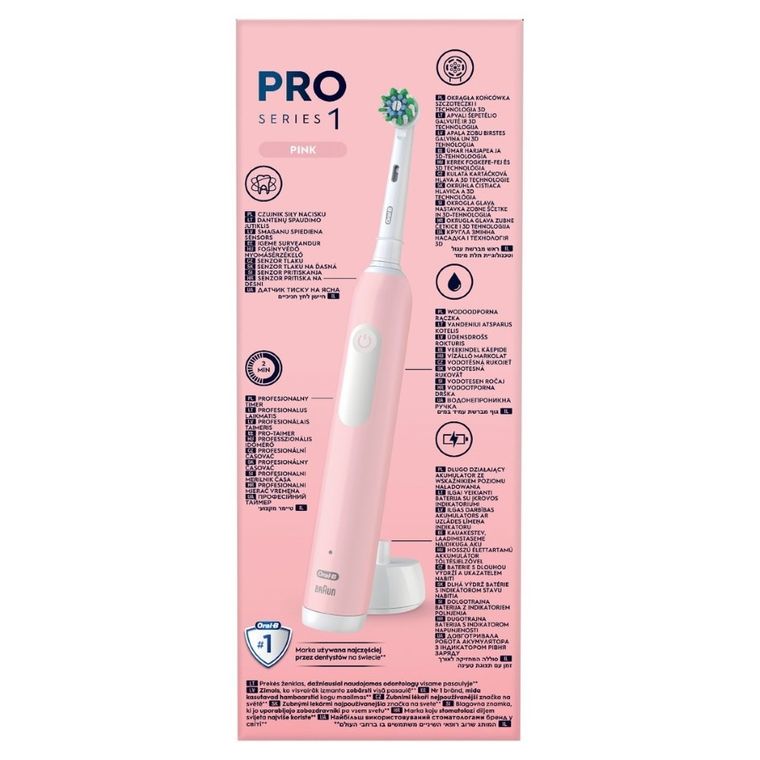 Braun, Oral-B, Pro1, szczoteczka elektryczna, CrossAction, Pink