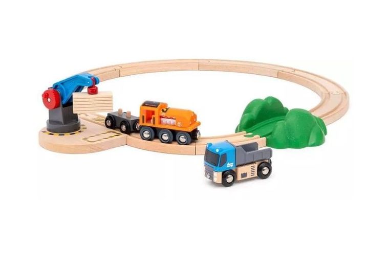 Brio, kolejka drewniana z dźwigiem, zestaw startowy