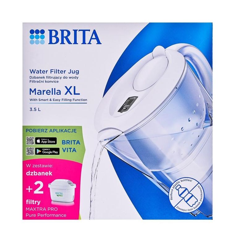 Brita, Marella XL, dzbanek filtrujący, 2 wkłady MaxtraPro PP, biały, 3,5l