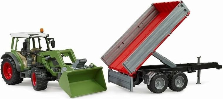 Bruder, Fendt Vario 211, traktor z ładowaczem i przyczepą, 1:16