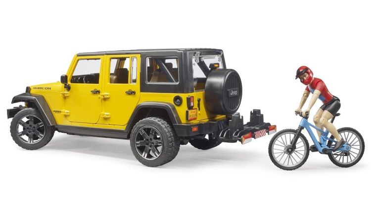 Bruder, Jeep Wrangler Rubicon, samochód z rowerem i figurką