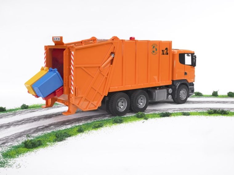 Bruder, Scania R Śmieciarka pomarańczowa