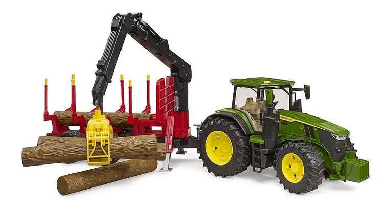 Bruder, Traktor John Deere 7R 350 z przyczepą leśną, 1:16