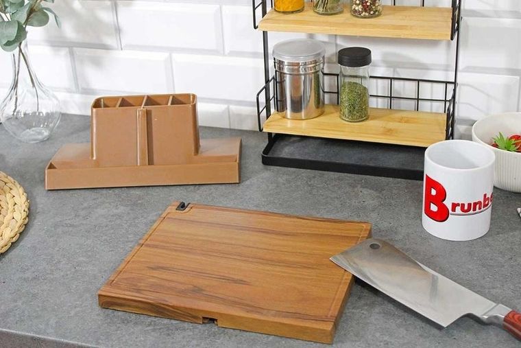 Brunbeste, drewniany stojak magnetyczny na noże z ostrzałką