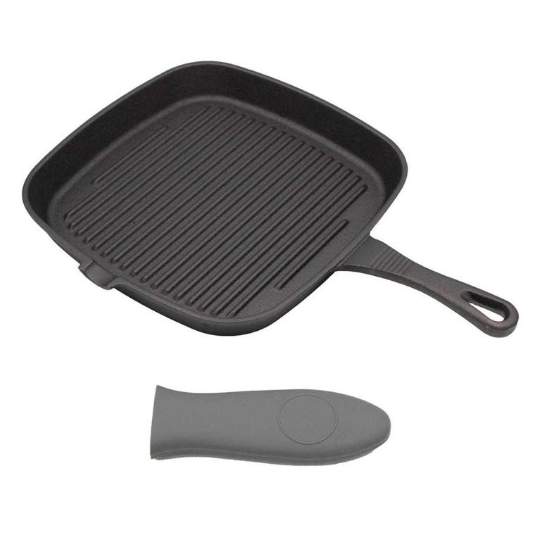 Brunbeste, patelnia grillowa żeliwna z silikonową nakładką, 24 cm