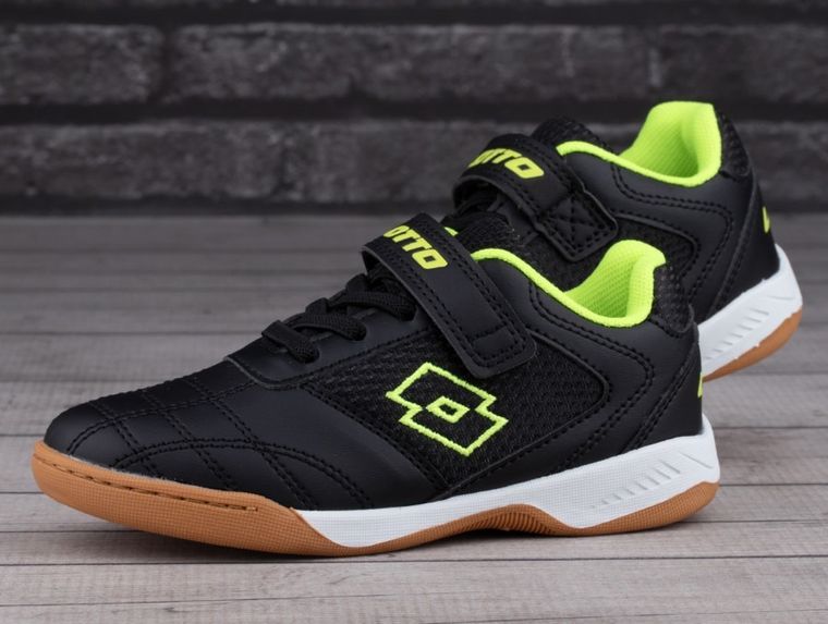 Buty piłkarskie chłopięce, halowe, czarne, Lotto