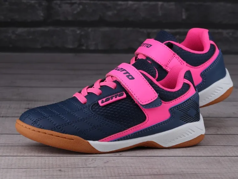Buty piłkarskie dziecięce, halowe, granatowe, Lotto Flitter K