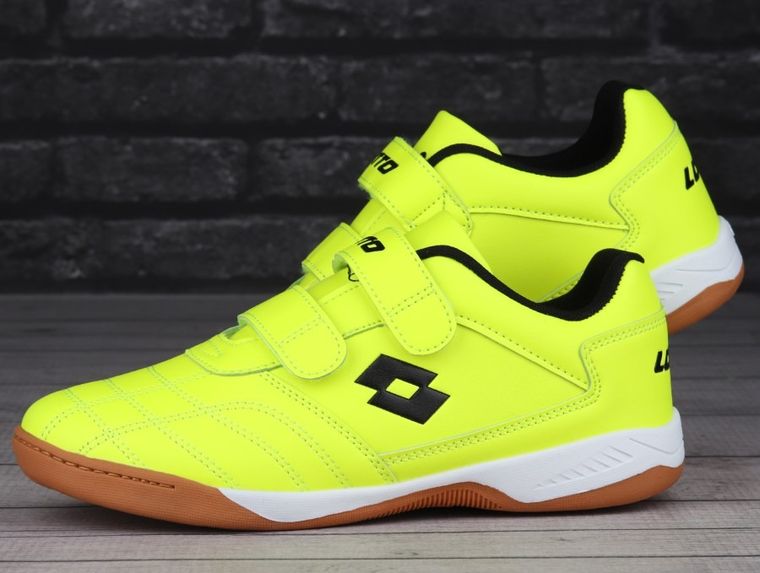 Buty piłkarskie dziecięce, halowe, żółte, Lotto Pacer K