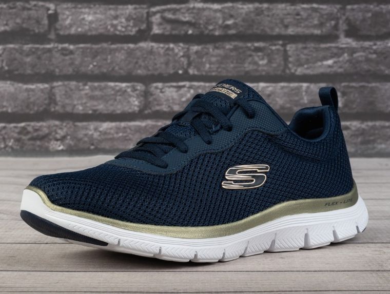 Buty sportowe damskie, granatowe, Skechers Flex Appeal Brilliant View