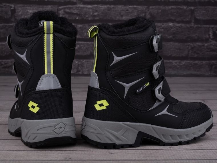 Buty zimowe dziecięce, ocieplane, czarne, Lotto Pincecreek Tex