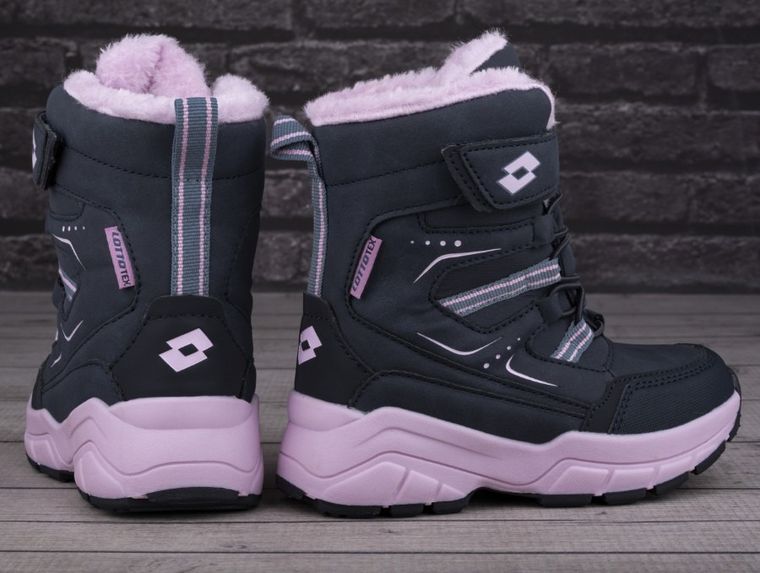 Buty zimowe dziecięce, ocieplane, granatowe, Lotto Nizina Tex K
