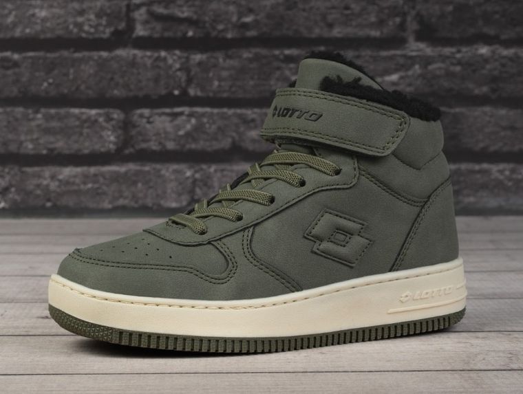 Buty zimowe dziecięce, ocieplane, khaki, Lotto