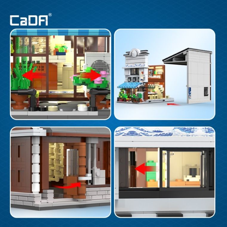 Cada, Sklep z Sushi, budynek w japońskim stylu, LED, klocki konstrukcyjne, 1665 elementów