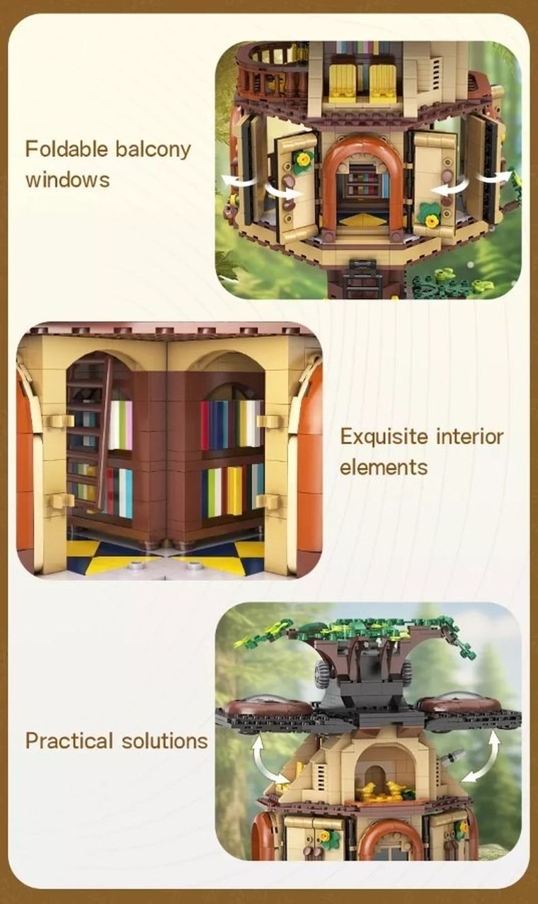 Cada, Tree House Library, Biblioteka w domku na drzewie, LED, 1808 elementów