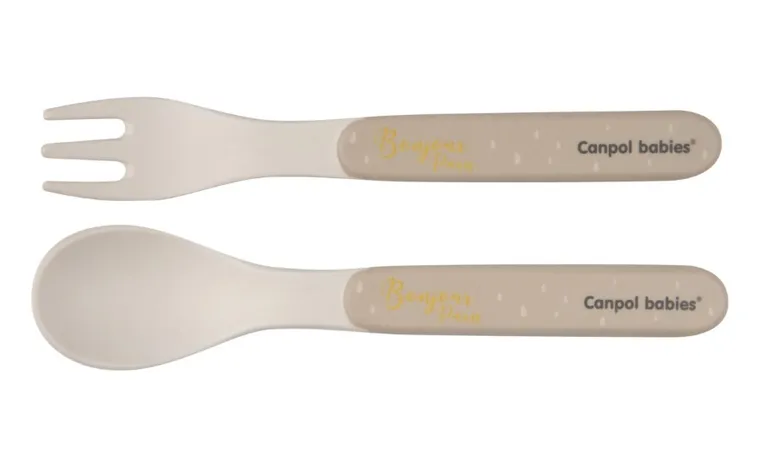 Canpol babies, Bonjour Paris, zestaw naczyń z kubkiem, beżowy