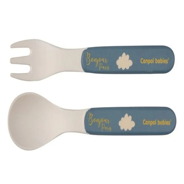 Canpol babies, Bonjour Paris, zestaw naczyń z kubkiem, granatowy