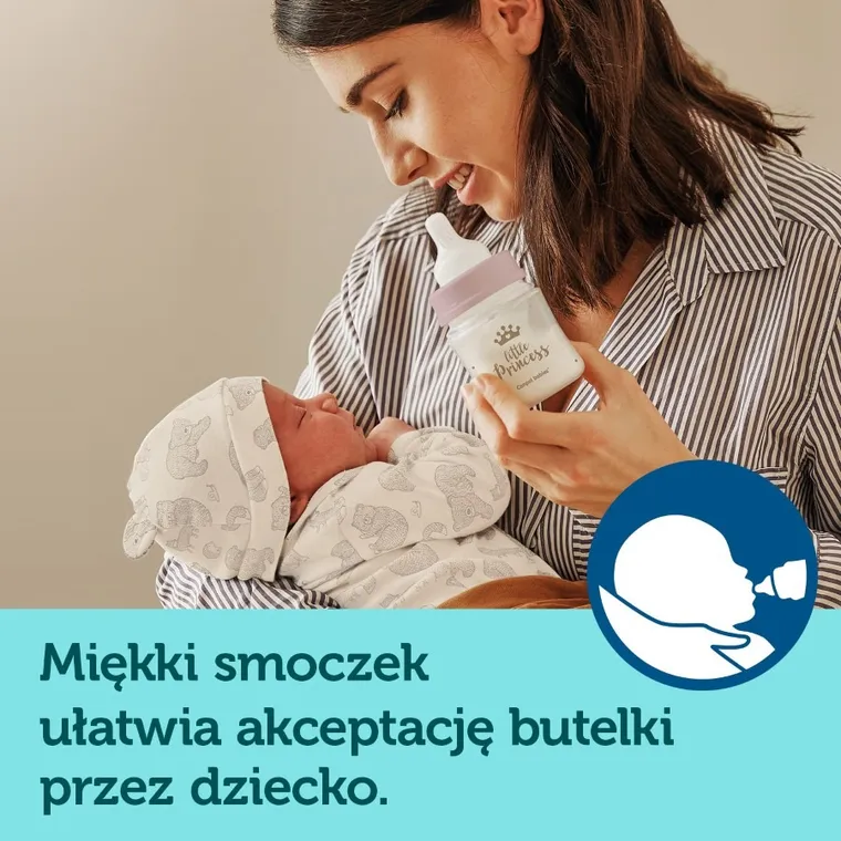 Canpol babies, Easy Start, Royal Baby, butelka szeroka antykolkowa, niebieska, 120 ml