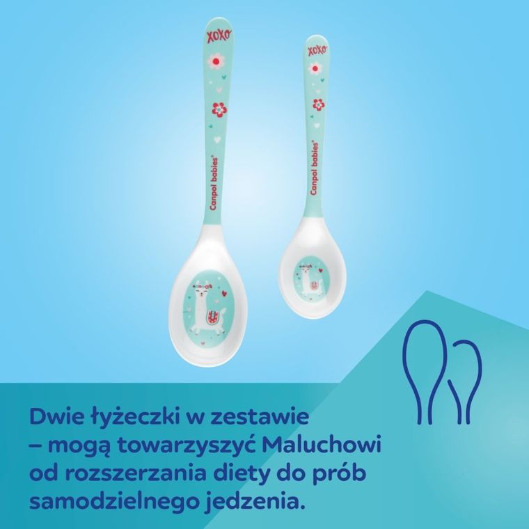 Canpol babies, Exotic Animals, Leniwiec, zestaw łyżek z melaminy, 2 szt.